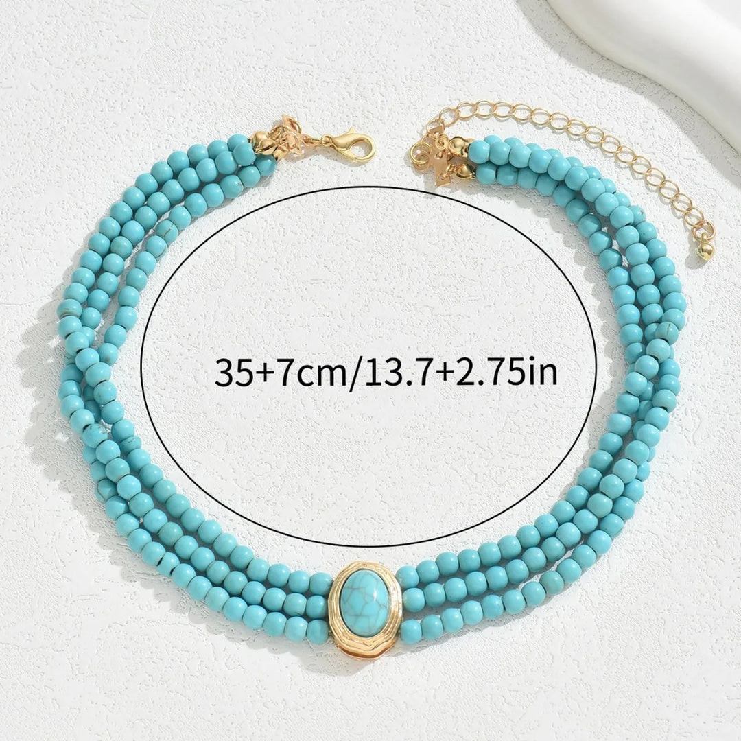 AURORA | ELEGANT VINTAGE TURQUOISE BEADED NECKLACE