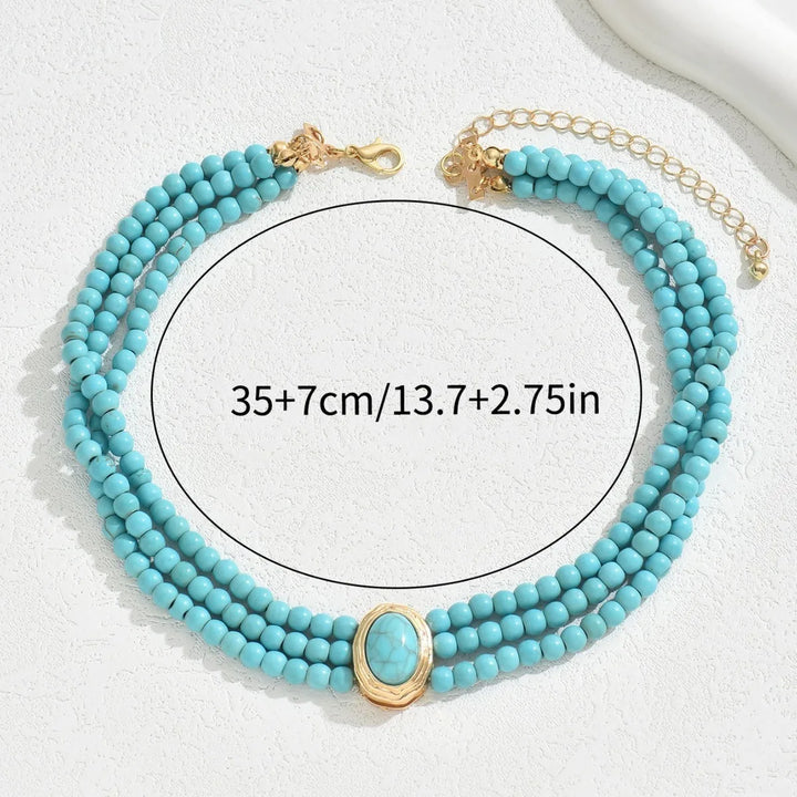AURORA | ELEGANT VINTAGE TURQUOISE BEADED NECKLACE