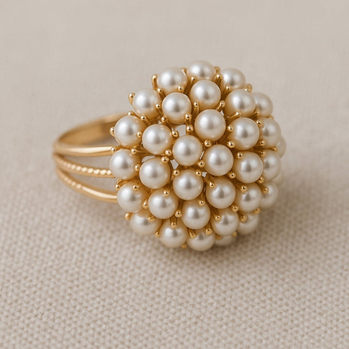 DELPHINE | PEARL CLUSTER GOLD RING