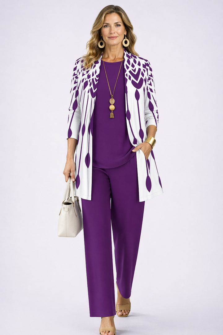 ELAINE | PURPLE &amp; WHITE 3-PIECE SET