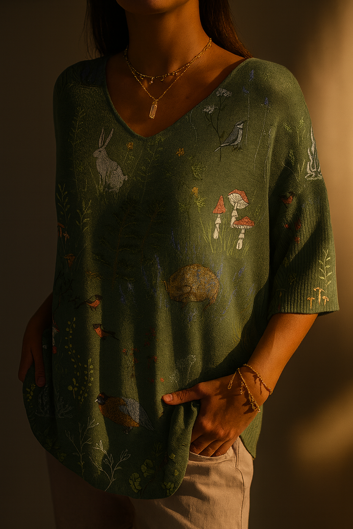 EMMA | WOODLAND AND ANIMALS REPEAT PATTERN PRINTED WOMEN&