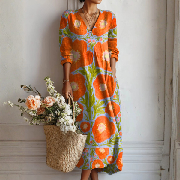 CLAIRE | ORANGE ENCHANTED FLORAL DRESS