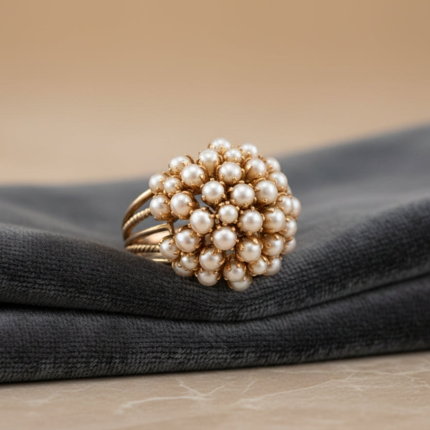 DELPHINE | PEARL CLUSTER GOLD RING