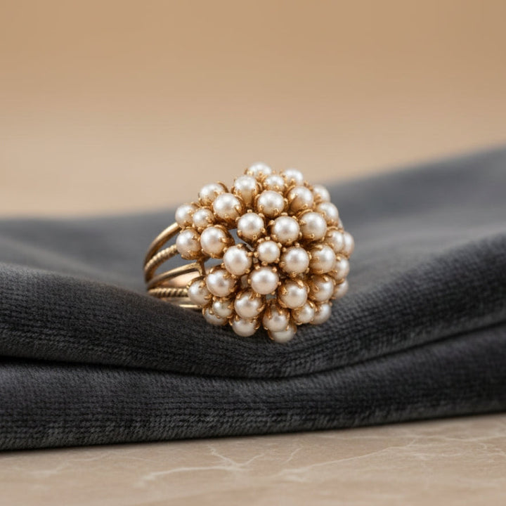 DELPHINE | PEARL CLUSTER GOLD RING
