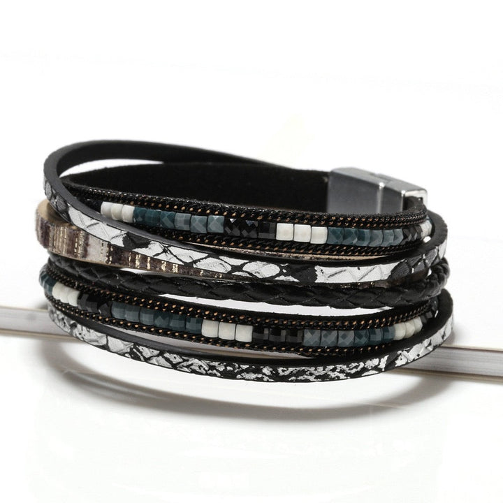 ESMERALDA | BLACK SNAKE LEATHER WRAP BRACELET