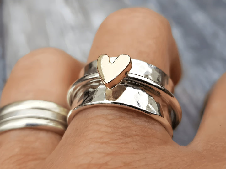 MIA | GOLDEN HEART SILVER RING