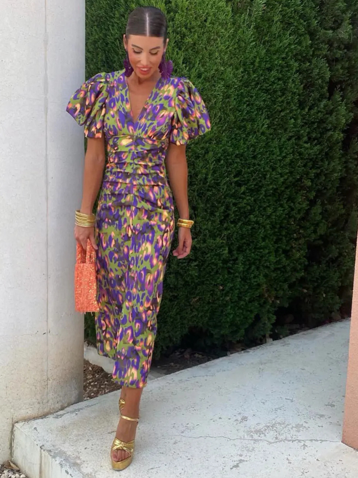 AMELIA | VIVID PLEATED MIDI DRESS