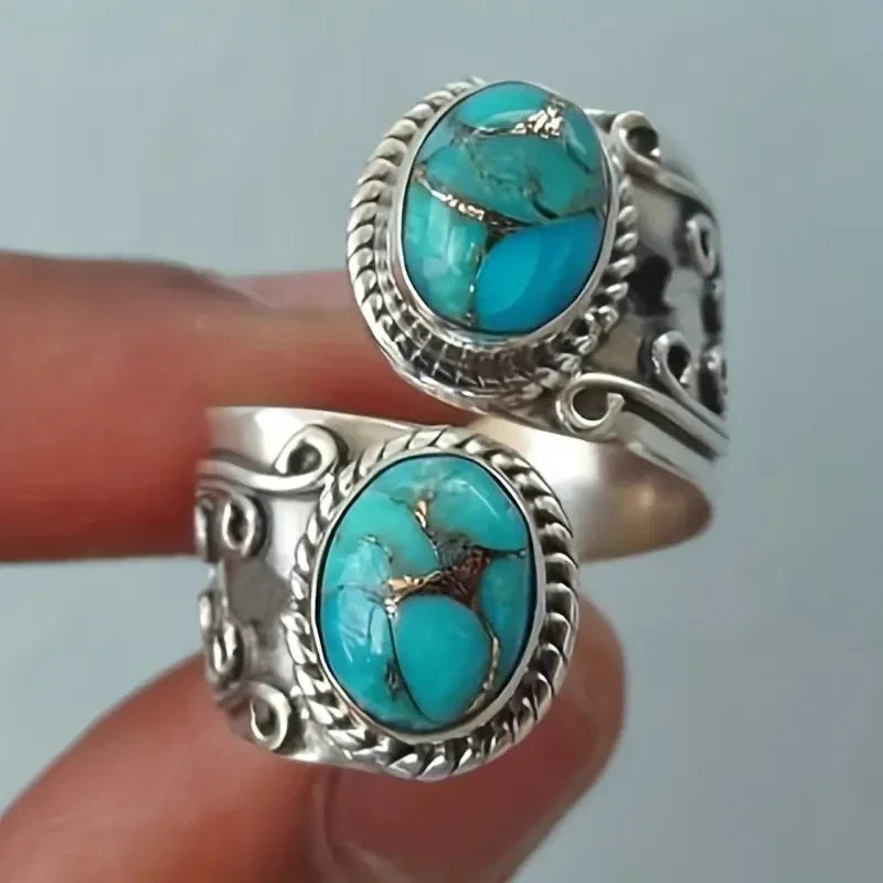ELIZA | ELEGANT VINTAGE TURQUOISE CROSS BAND RING