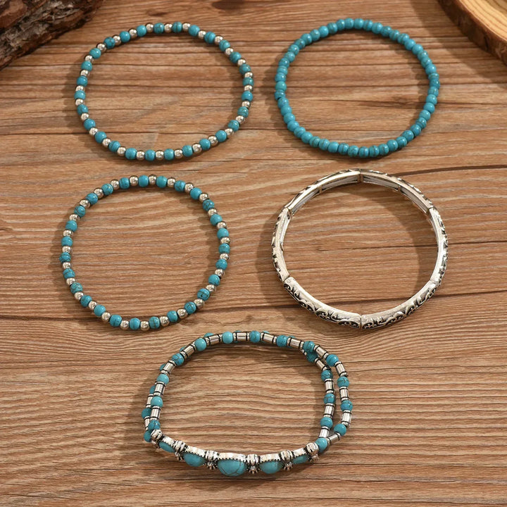 ARIA | BOHEMIAN TURQUOISE BEADED BRACELET SET