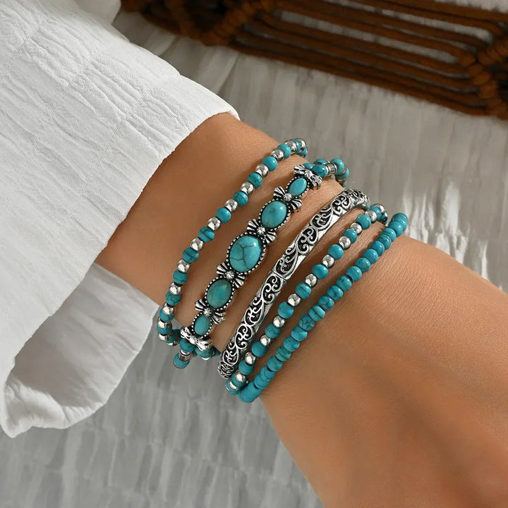 ARIA | BOHEMIAN TURQUOISE BEADED BRACELET SET