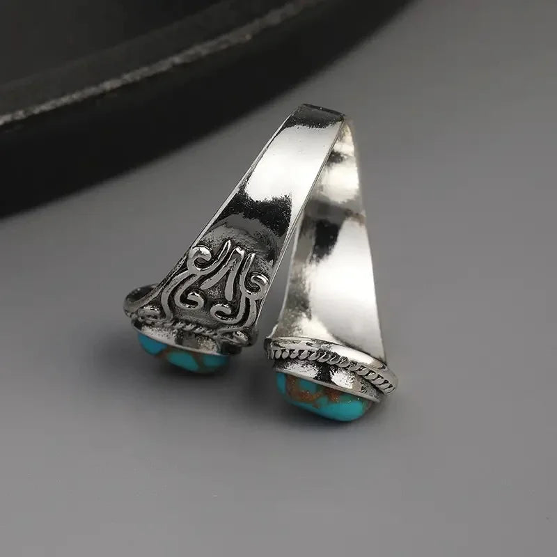 ELIZA | ELEGANT VINTAGE TURQUOISE CROSS BAND RING