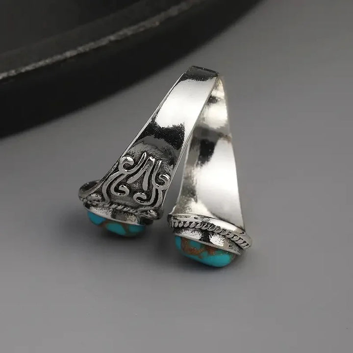 ELIZA | ELEGANT VINTAGE TURQUOISE CROSS BAND RING