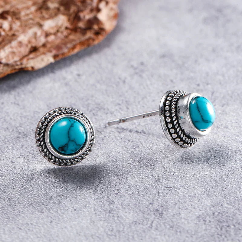 HARPER | VINTAGE BOHEMIAN IMITATION TURQUOISE STUD EARRINGS