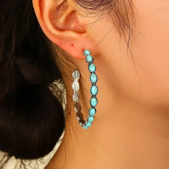 ISLA | VINTAGE BOHEMIAN TURQUOISE CIRCLE EARRINGS