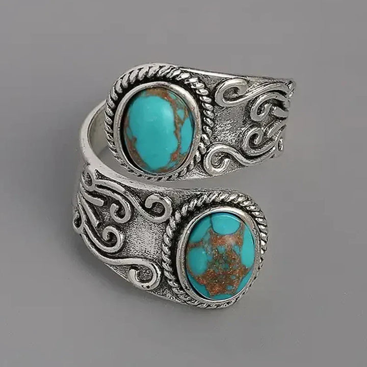 ELIZA | ELEGANT VINTAGE TURQUOISE CROSS BAND RING