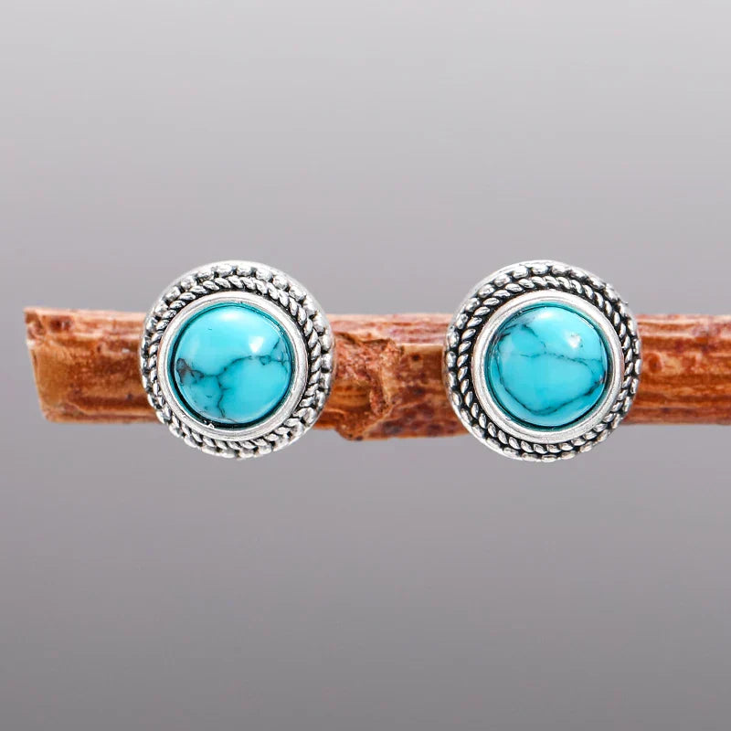 HARPER | VINTAGE BOHEMIAN IMITATION TURQUOISE STUD EARRINGS
