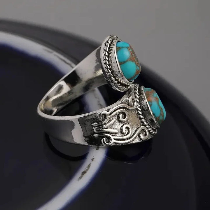 ELIZA | ELEGANT VINTAGE TURQUOISE CROSS BAND RING