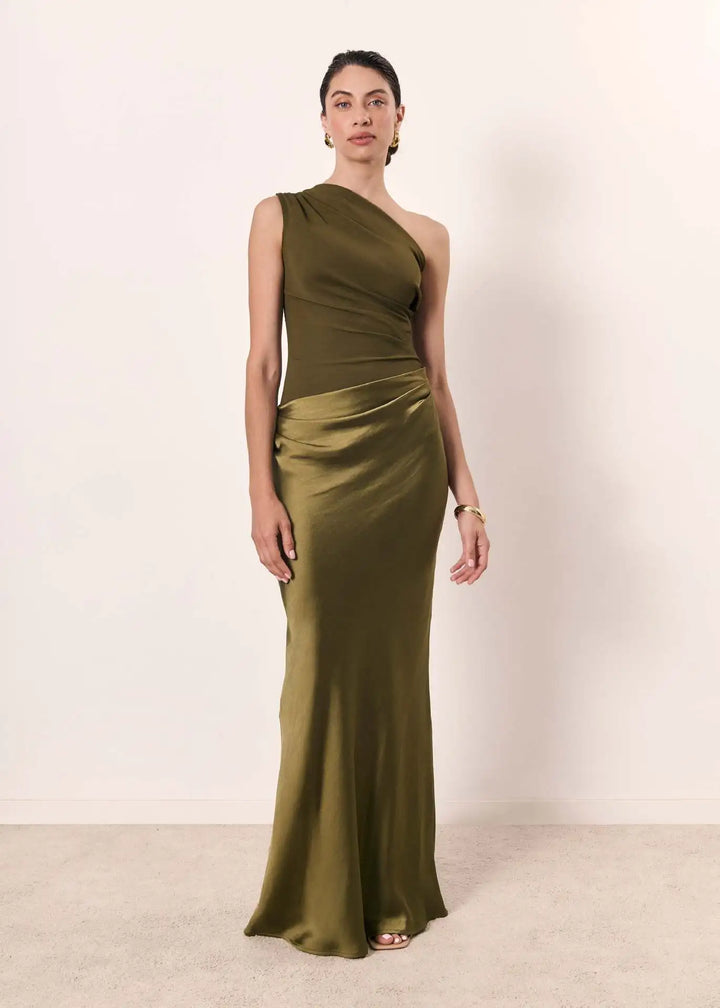 LUNA | SATIN MAXI DRESS WITH SLIT