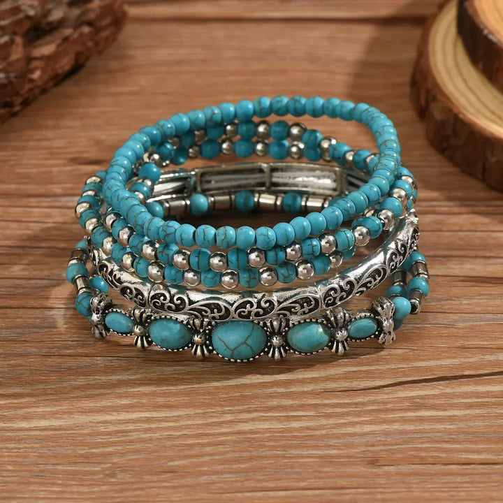 ARIA | BOHEMIAN TURQUOISE BEADED BRACELET SET