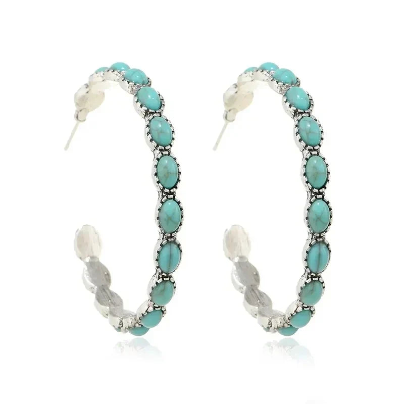 ISLA | VINTAGE BOHEMIAN TURQUOISE CIRCLE EARRINGS