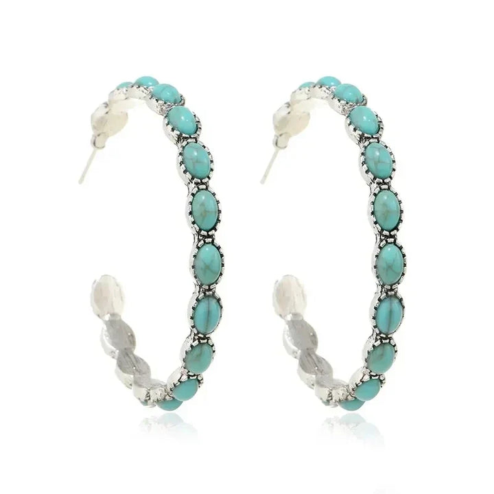 ISLA | VINTAGE BOHEMIAN TURQUOISE CIRCLE EARRINGS
