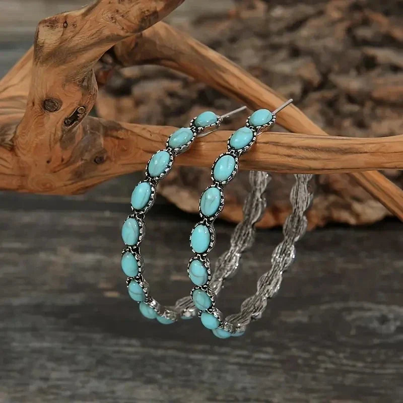 ISLA | VINTAGE BOHEMIAN TURQUOISE CIRCLE EARRINGS