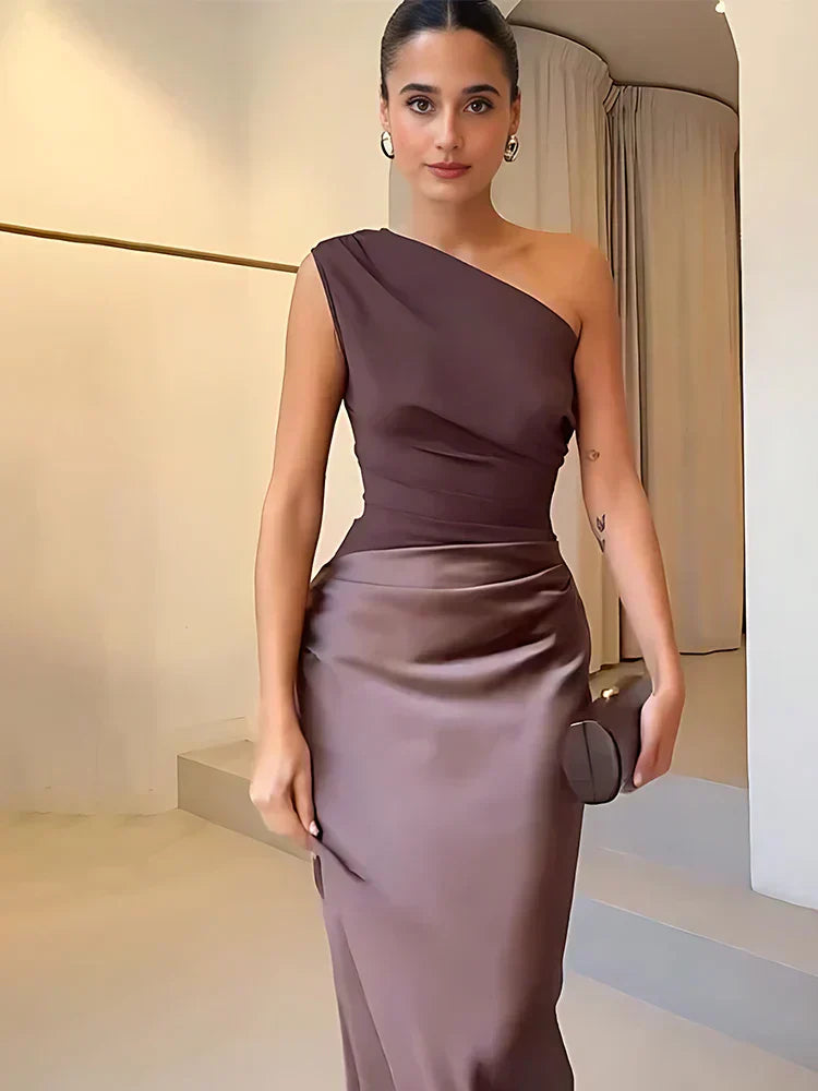 LUNA | SATIN MAXI DRESS WITH SLIT