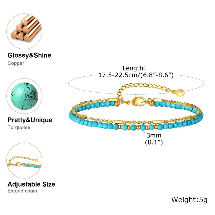 NATALIE | TIMELESS GOLD DOUBLE CHAIN TURQUOISE BRACELET