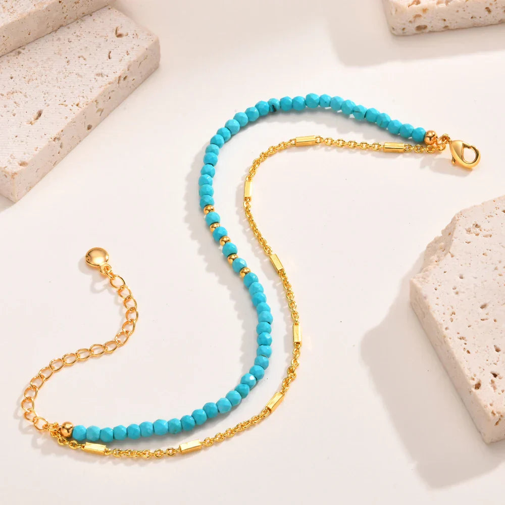 NATALIE | TIMELESS GOLD DOUBLE CHAIN TURQUOISE BRACELET