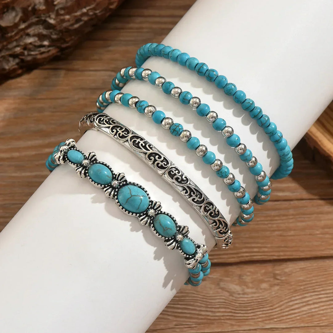 ISABELLA | BOHEMIAN TURQUOISE BEADED BRACELET SET