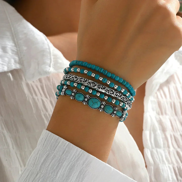 ISABELLA | BOHEMIAN TURQUOISE BEADED BRACELET SET