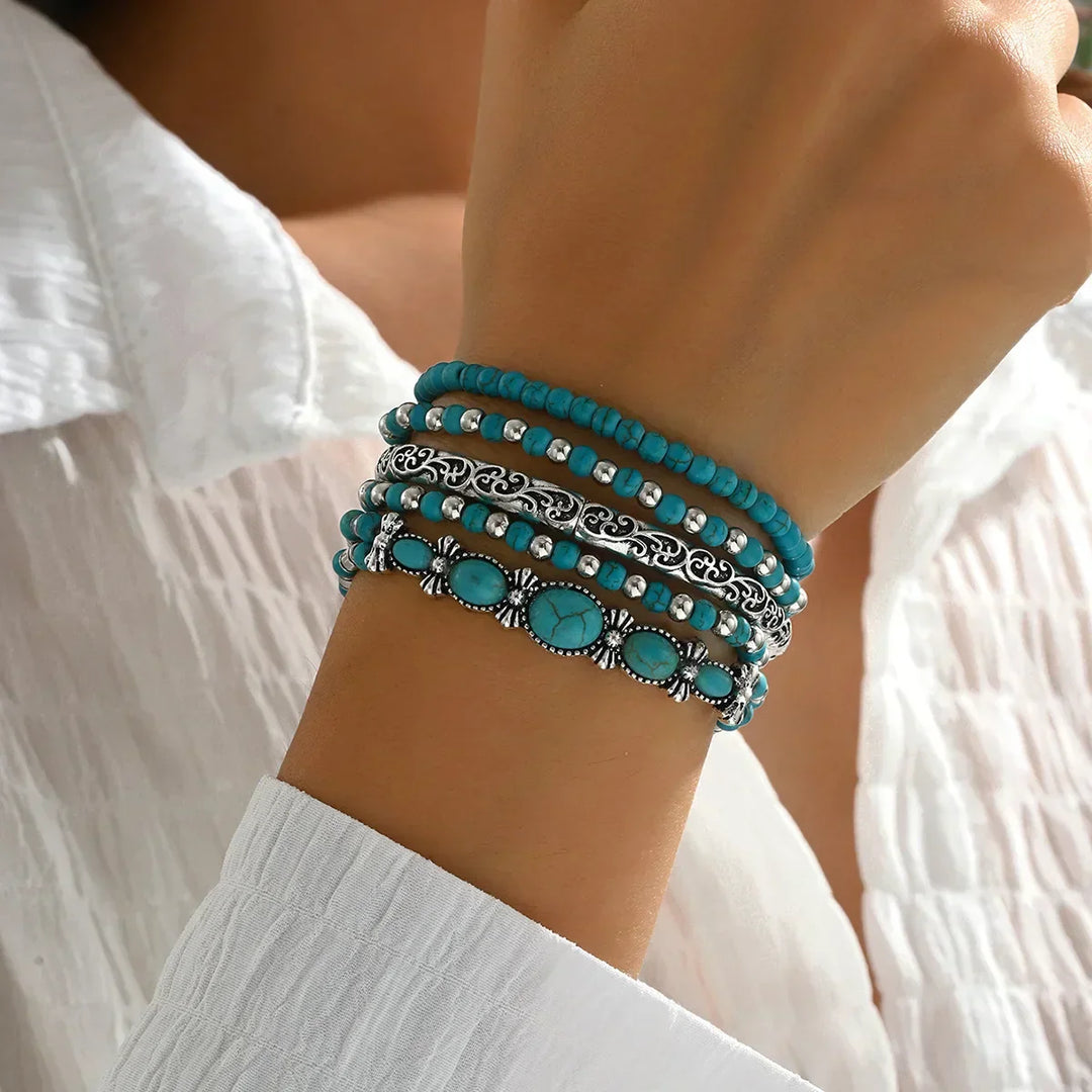 ARIA | BOHEMIAN TURQUOISE BEADED BRACELET SET