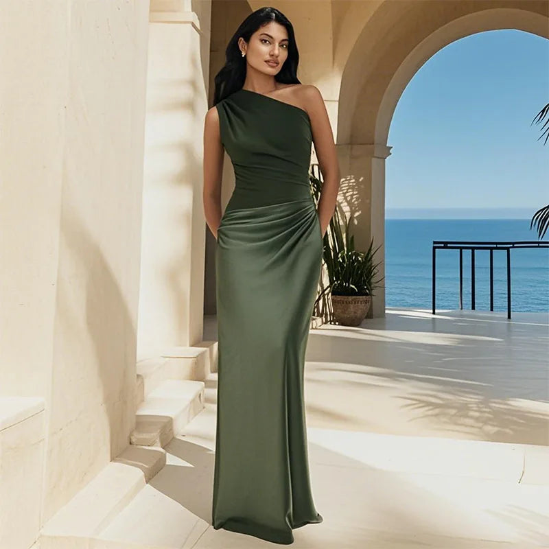 LUNA | SATIN MAXI DRESS WITH SLIT