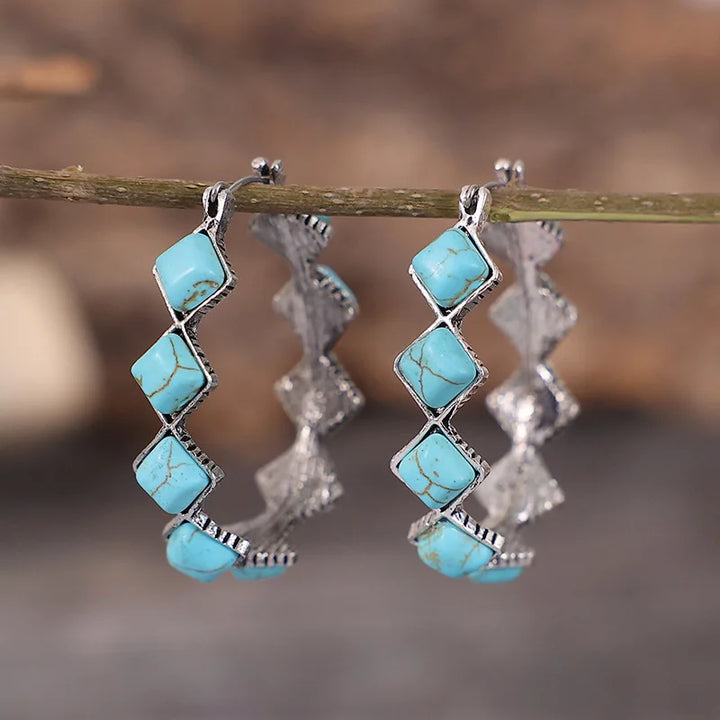 EMILY | VINTAGE TURQUOISE U-SHAPED HOOP EARRINGS