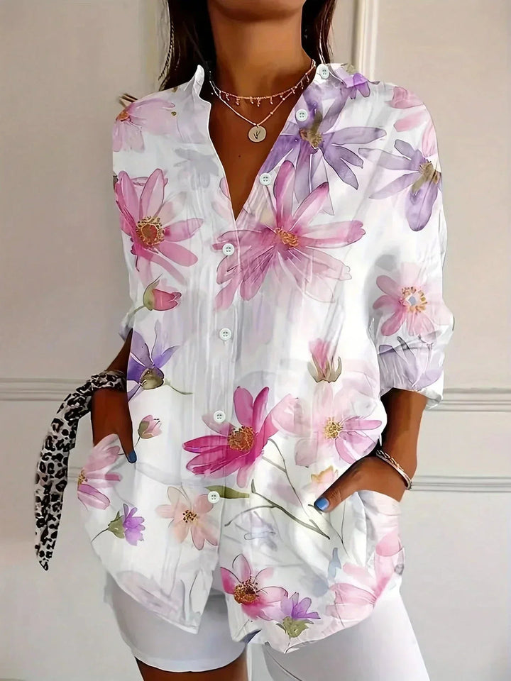 EMILY | ELEGANT LONG SLEEVE WITH COLORFUL PATTERN SHIRT