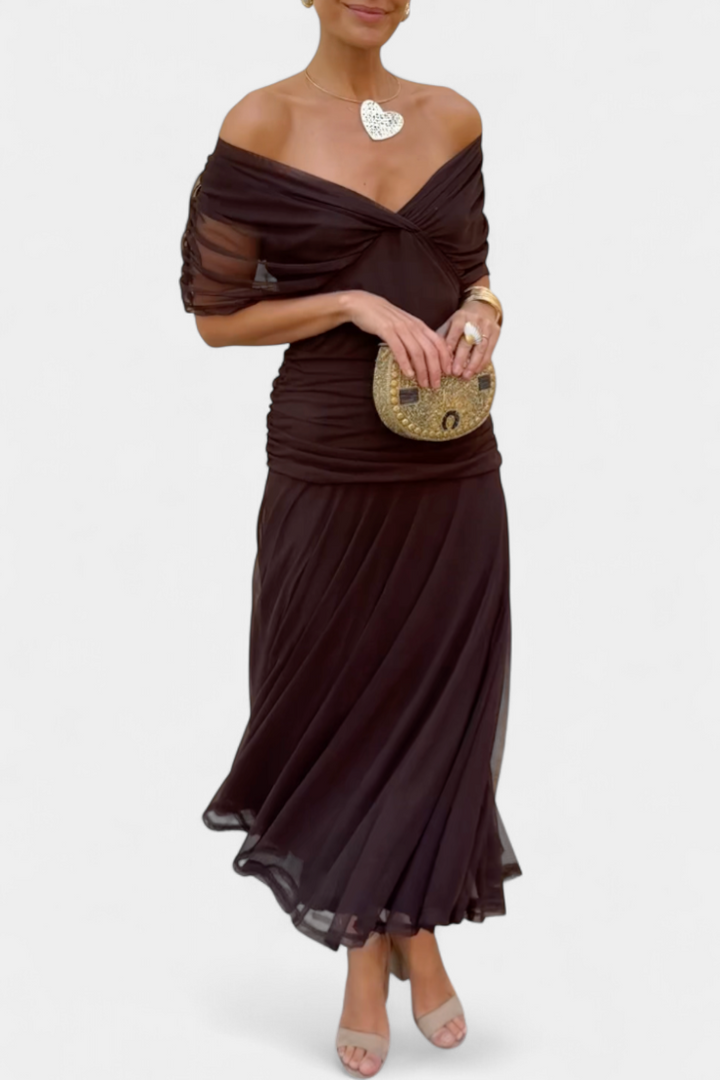 SYLVIA | LONG FLORAL V-NECK DRESS
