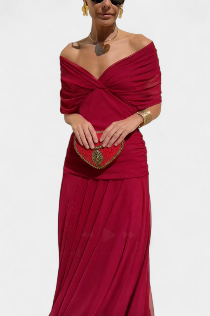 SYLVIA | LONG FLORAL V-NECK DRESS
