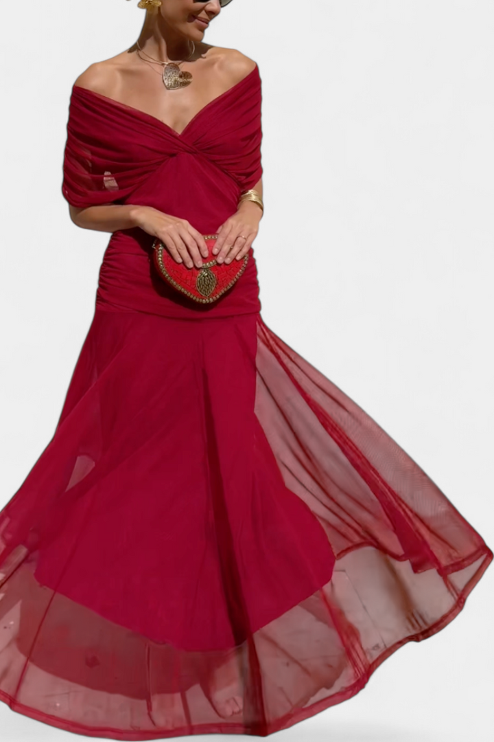 SYLVIA | LONG FLORAL V-NECK DRESS