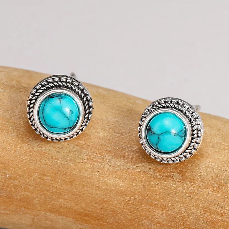 HARPER | VINTAGE BOHEMIAN IMITATION TURQUOISE STUD EARRINGS