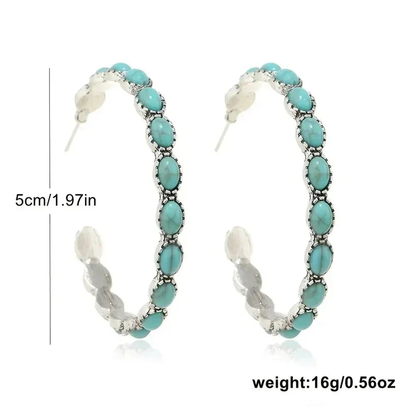 ISLA | VINTAGE BOHEMIAN TURQUOISE CIRCLE EARRINGS