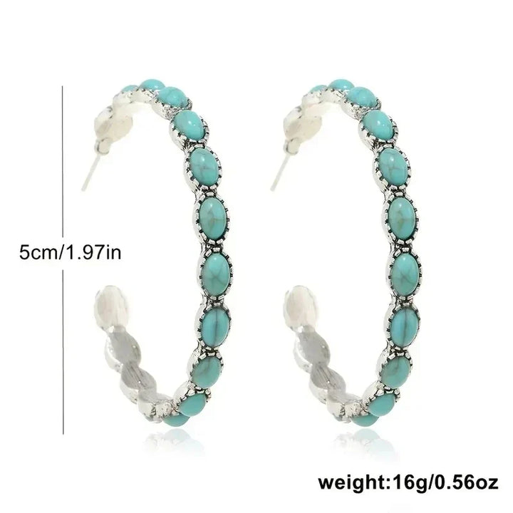 ISLA | VINTAGE BOHEMIAN TURQUOISE CIRCLE EARRINGS