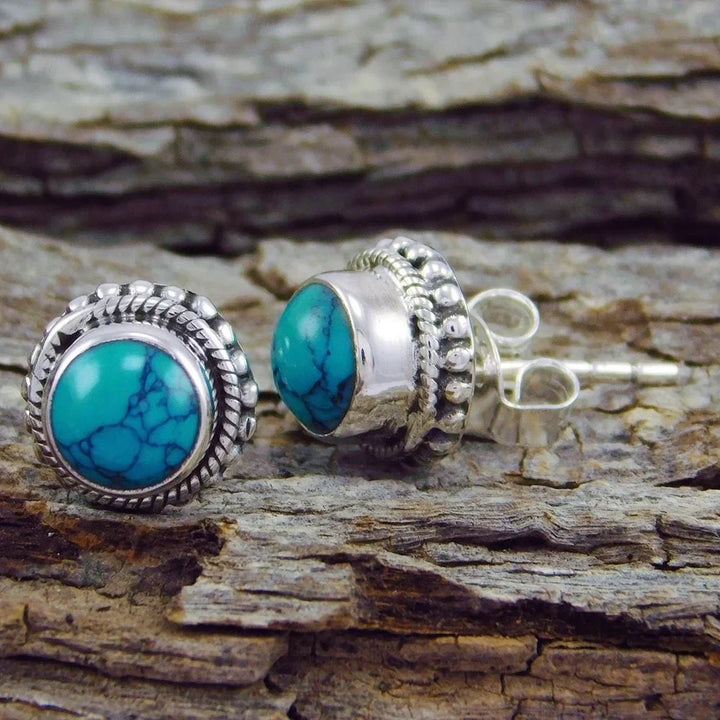 HARPER | VINTAGE BOHEMIAN IMITATION TURQUOISE STUD EARRINGS