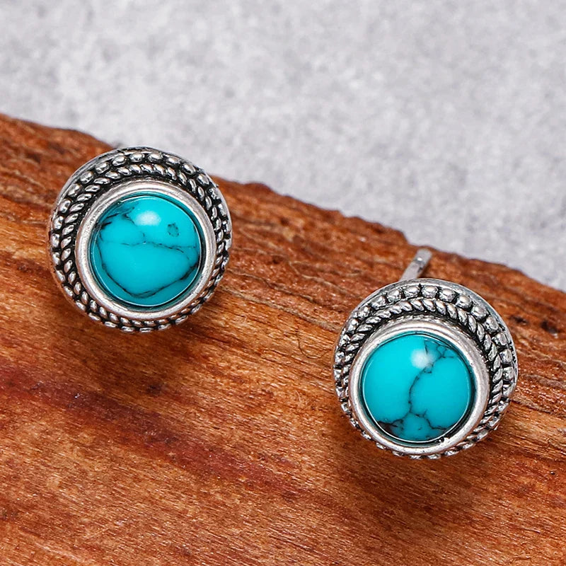 HARPER | VINTAGE BOHEMIAN IMITATION TURQUOISE STUD EARRINGS