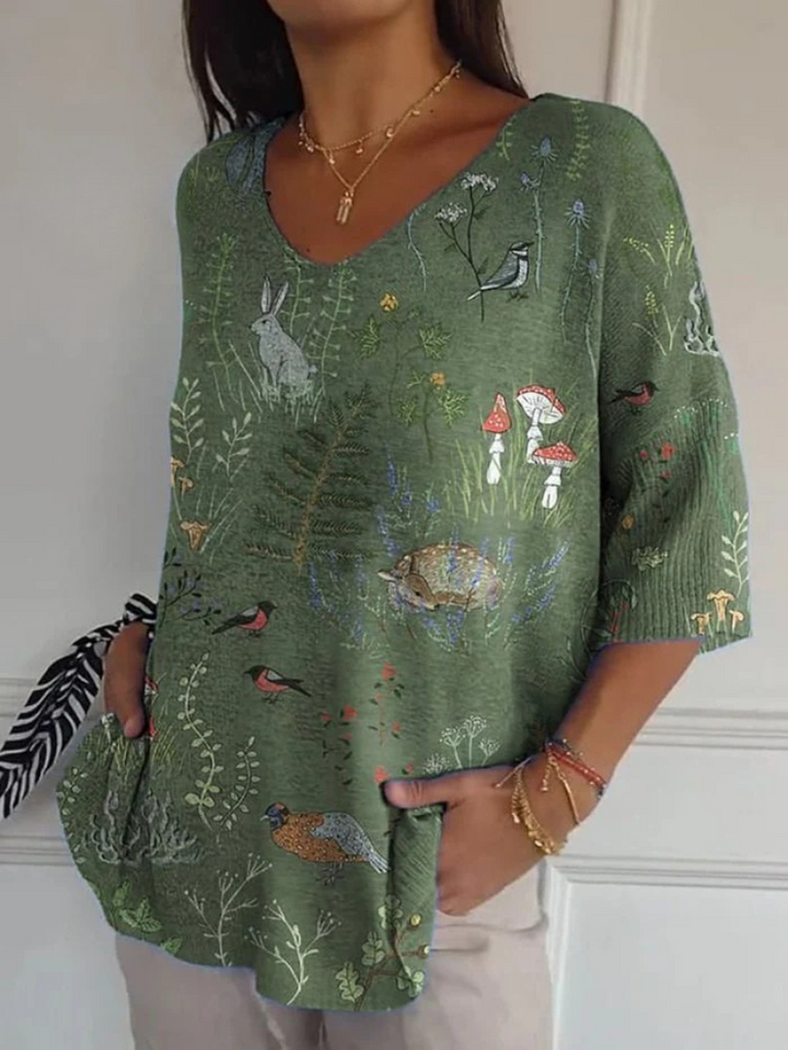 EMMA | WOODLAND AND ANIMALS REPEAT PATTERN PRINTED WOMEN&