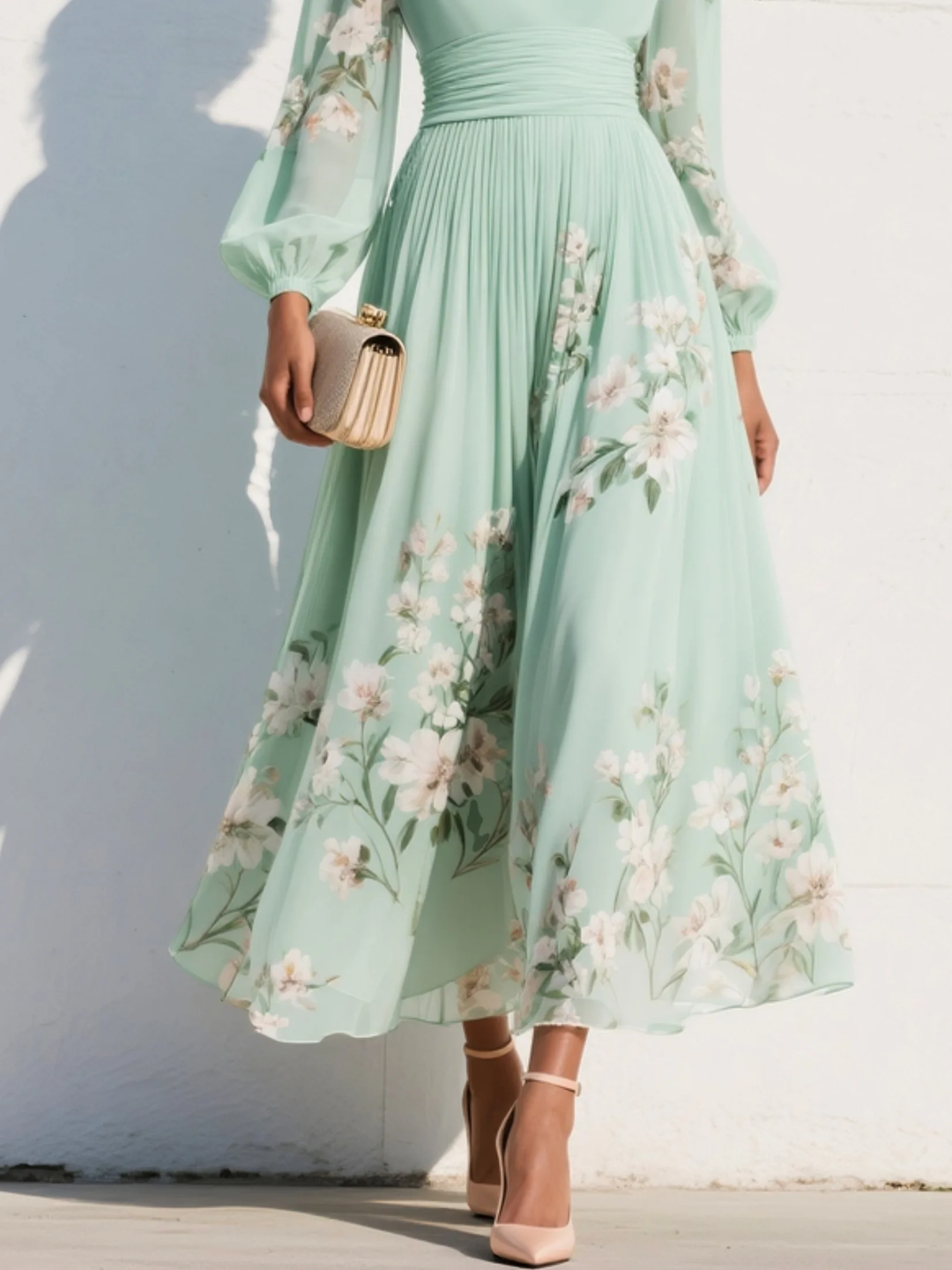 NADETTE | FLORAL LONG SLEEVE MIDI DRESS