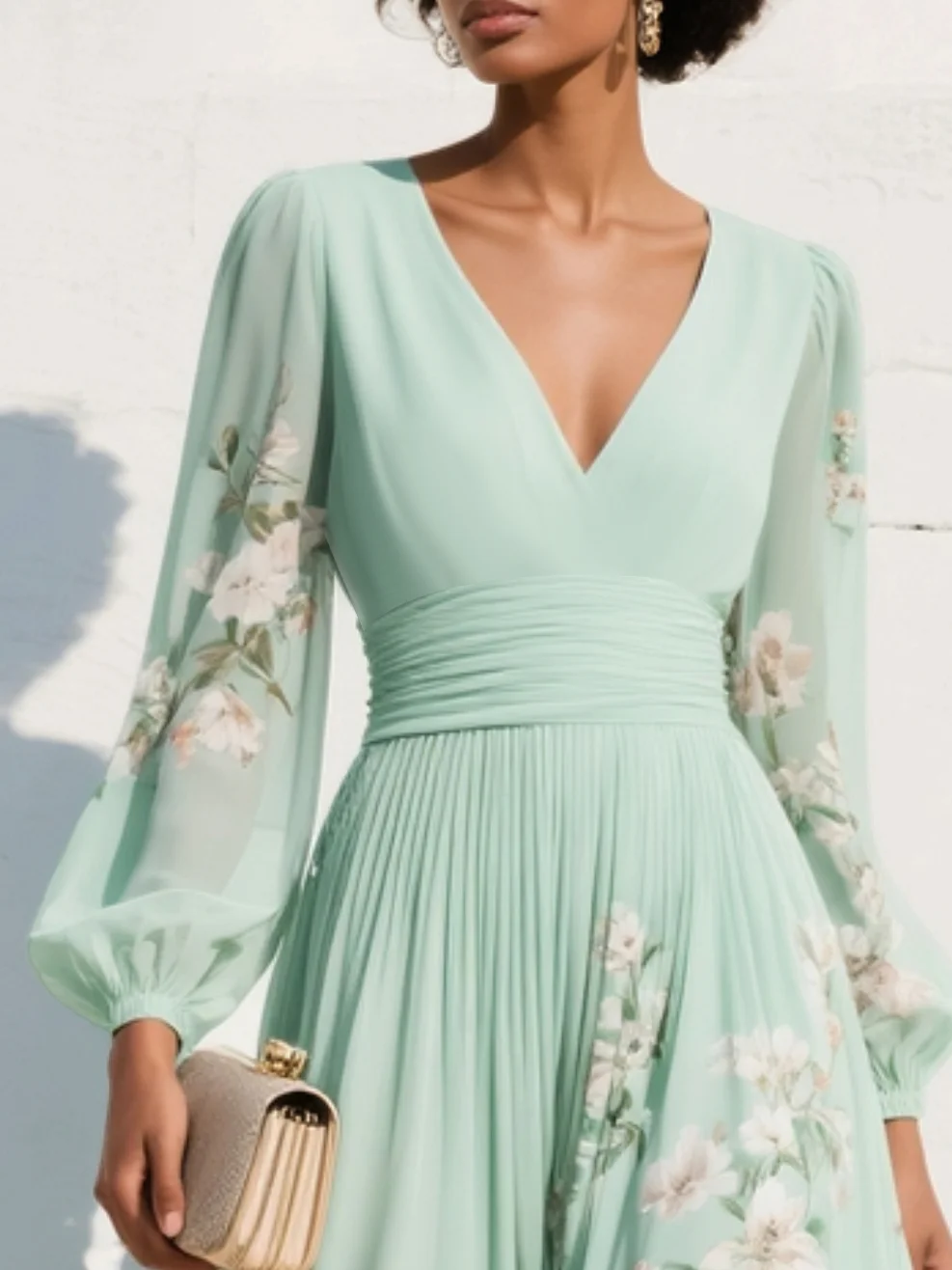 NADETTE | FLORAL LONG SLEEVE MIDI DRESS