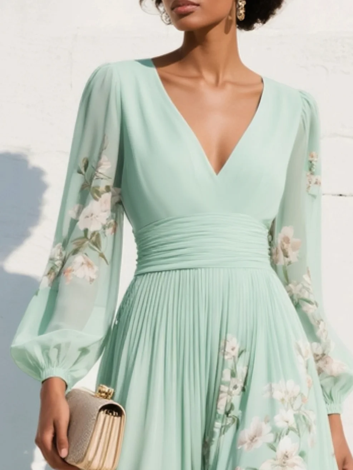 NADETTE | FLORAL LONG SLEEVE MIDI DRESS