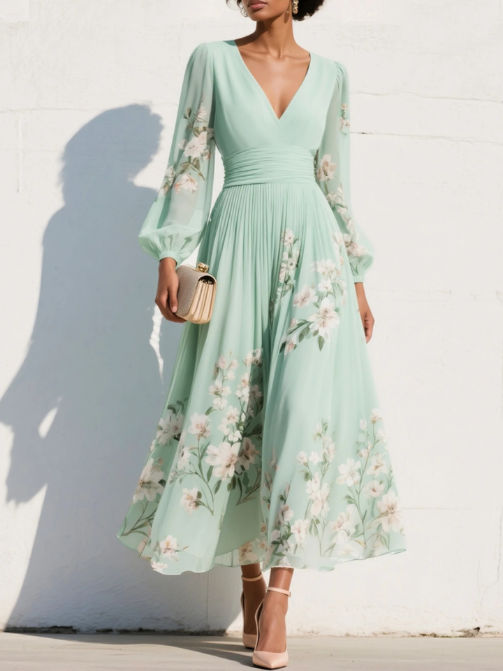 NADETTE | FLORAL LONG SLEEVE MIDI DRESS