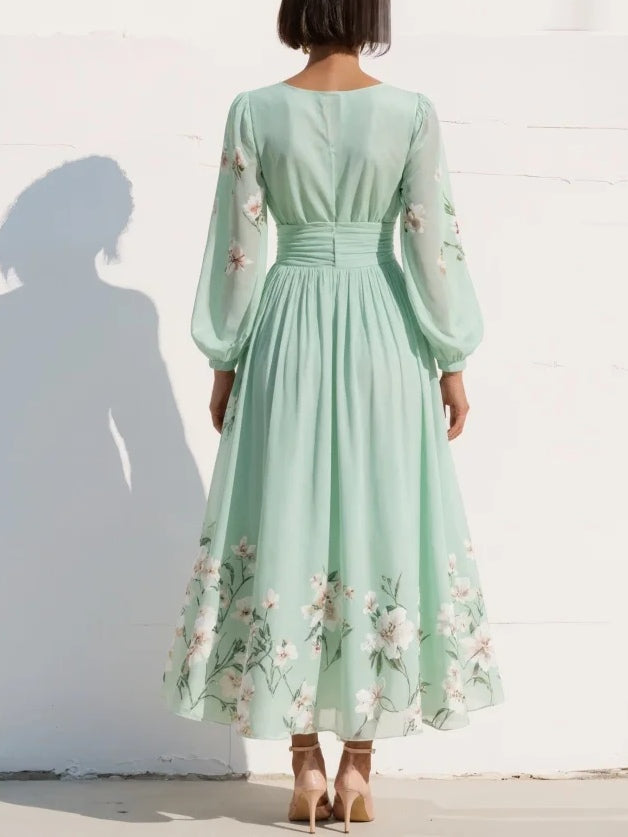 NADETTE | FLORAL LONG SLEEVE MIDI DRESS