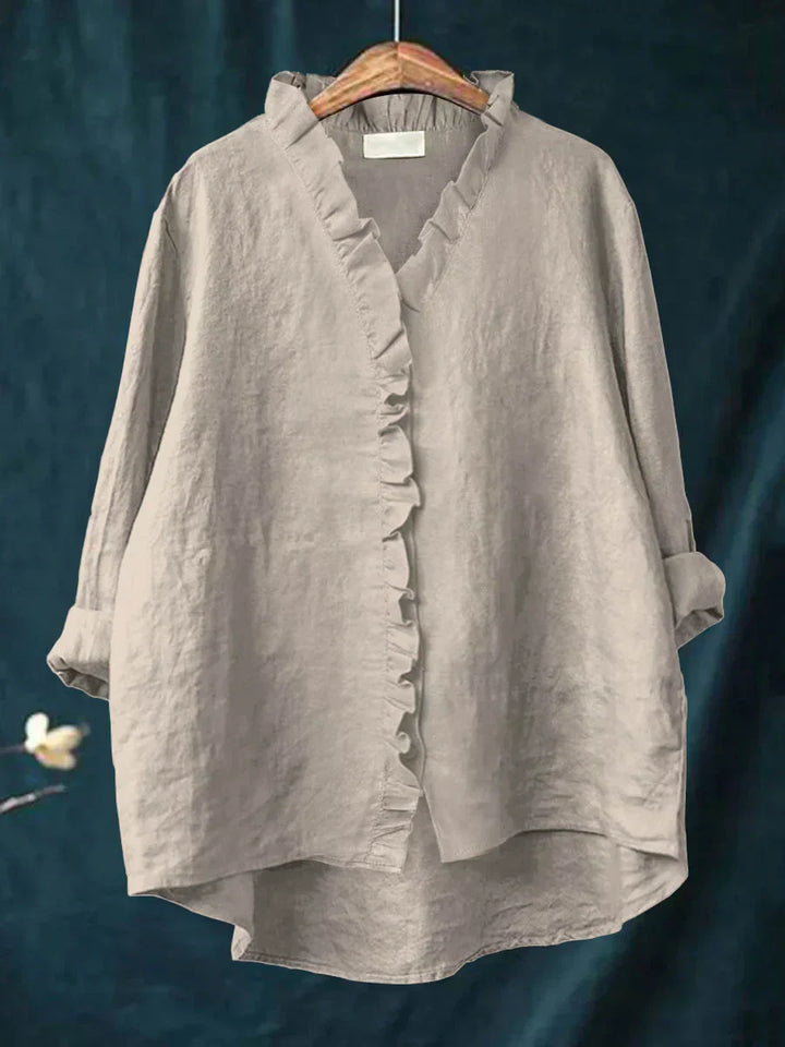 LILY | COTTON LINEN RUFFLED BLOUSE